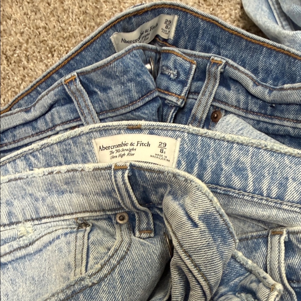 Abercrombie & Fitch Women's Light Blue High Rise Jeans